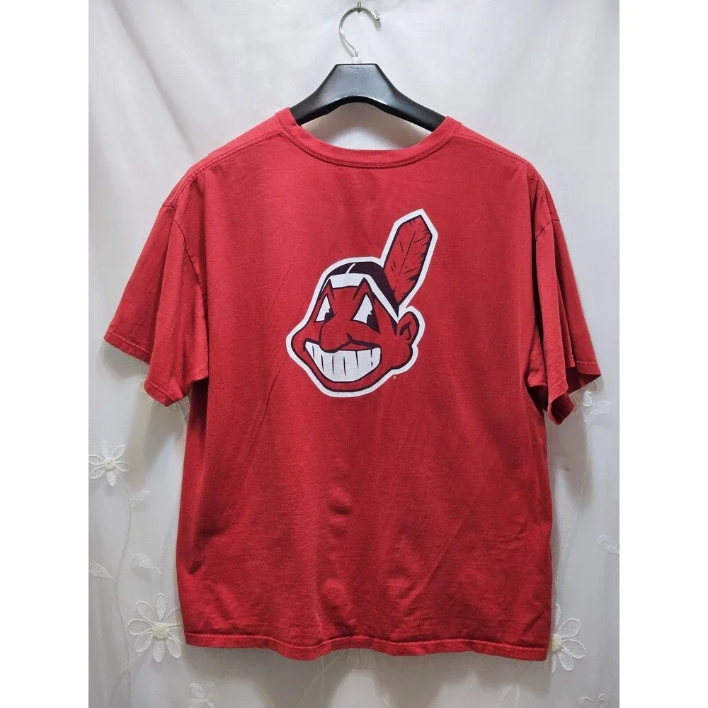 Nike Men XL Red Cleveland Indians Top Sporty Vintage Retro Fan Wear MLB Baseball
